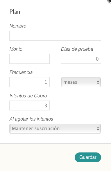 Agregar plan